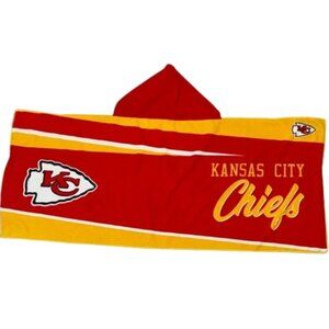 Northwest NFL Kids HOODED TOWEL Swim Coverup RED YELLOW KANSAS CITY CHIEFS